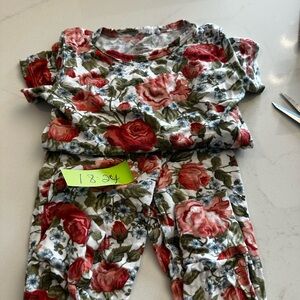 Posh Peanut Floral Kids Pajamas - Red and Green